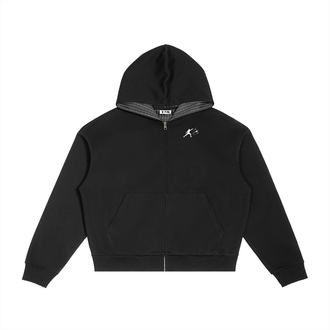 BE EN GARDE™ Plaid Boxy Zip Hoodie
