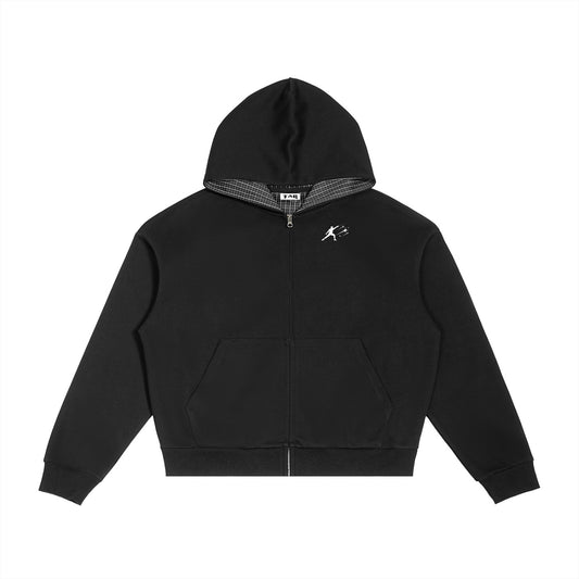 BE EN GARDE® Plaid Boxy Zip Hoodie