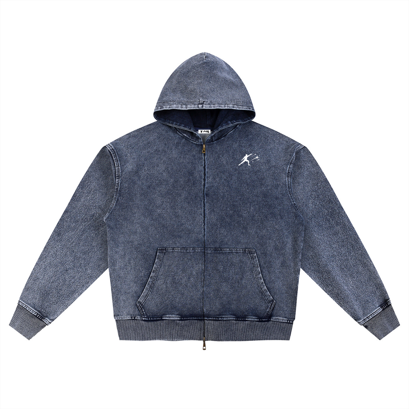 TABdept® Snow Wash Oversized Zip-Up Hoodie