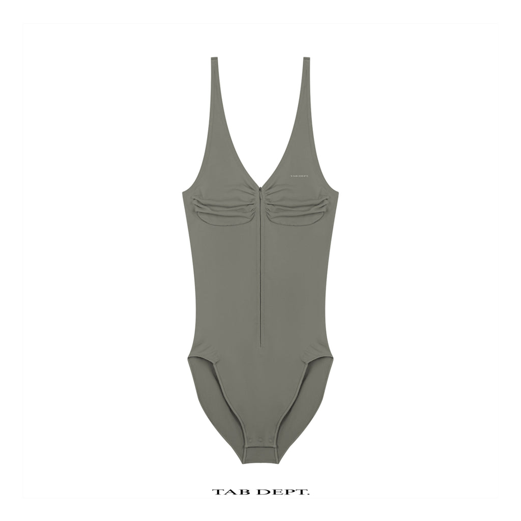 TAB DEPT. FULL-ZIP RUCHED BODYSUIT