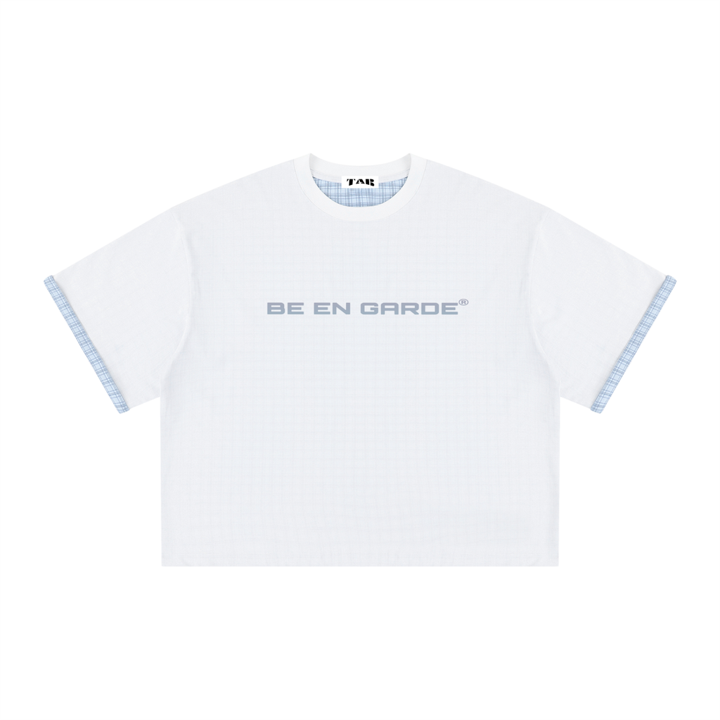 BE EN GARDE™ BOXY PLAID-LINED DOUBLE-FACE TEE