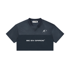 BE EN GARDE™ CROPPED PANELED V-NECK JERSEY
