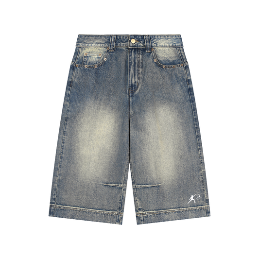 TAB DEPT™ VINTAGE WASH BAGGY DENIM SHORTS