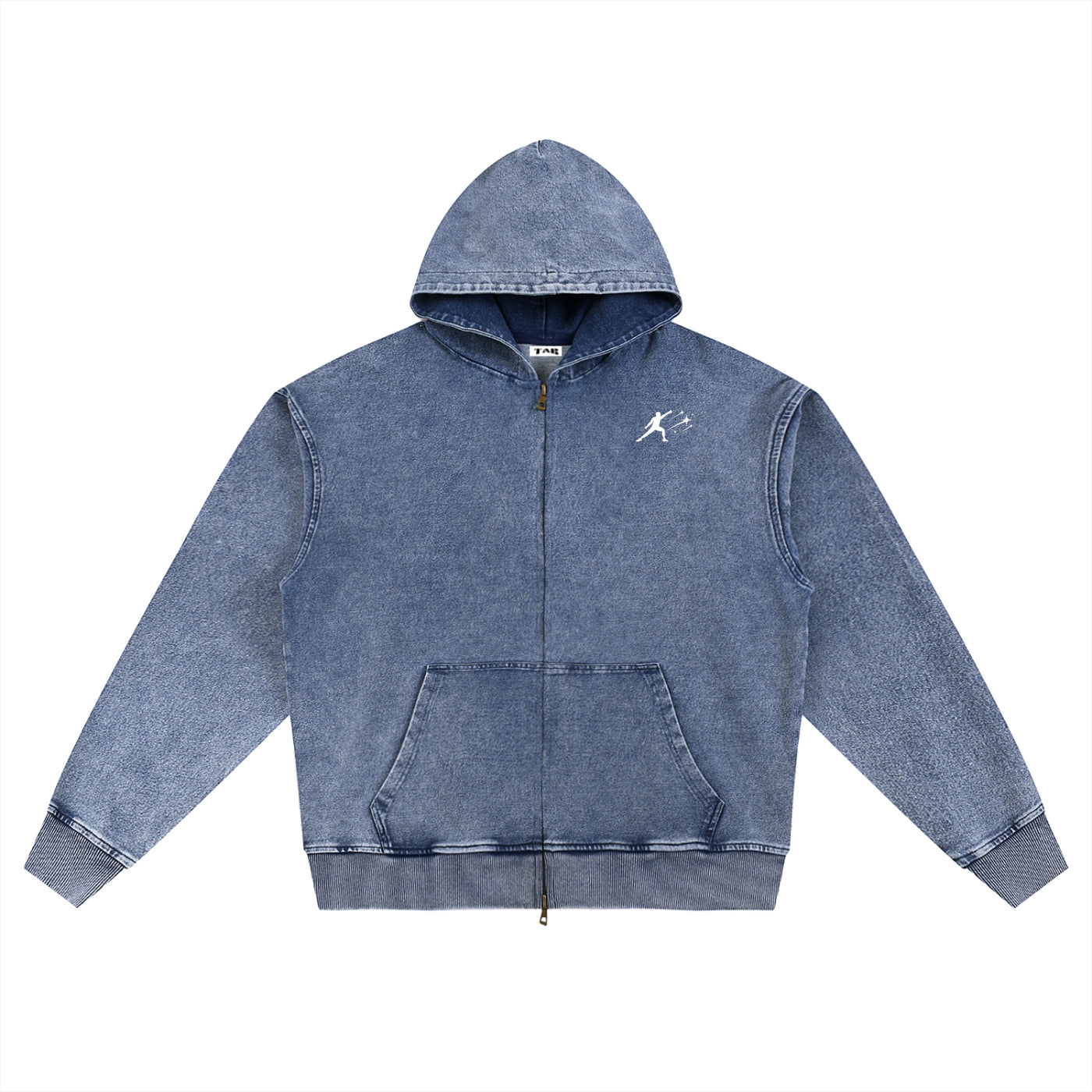 TABdept® Snow Wash Oversized Zip-Up Hoodie