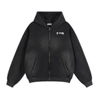 TABdept™ Sunfade Two-way Zipper Boxy Fleece Hoodie