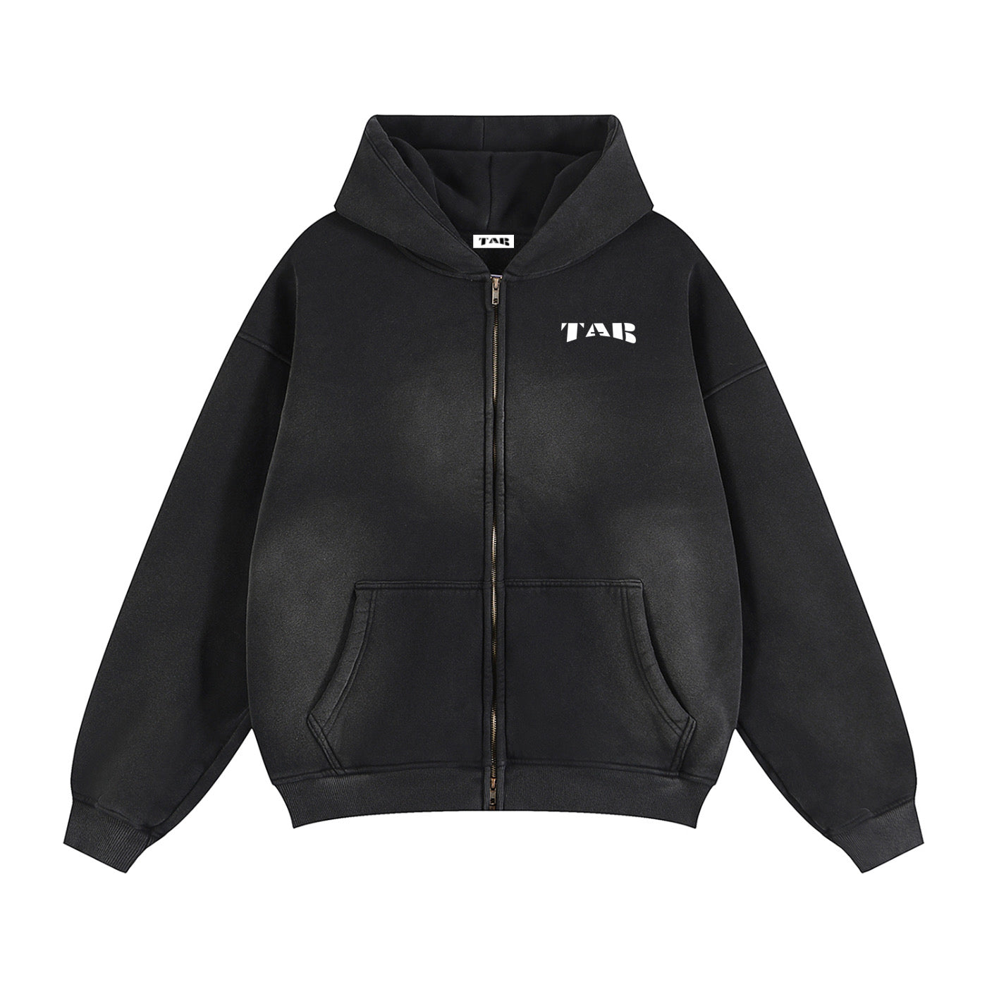 TABdept™ Sunfade Two-way Zipper Boxy Fleece Hoodie