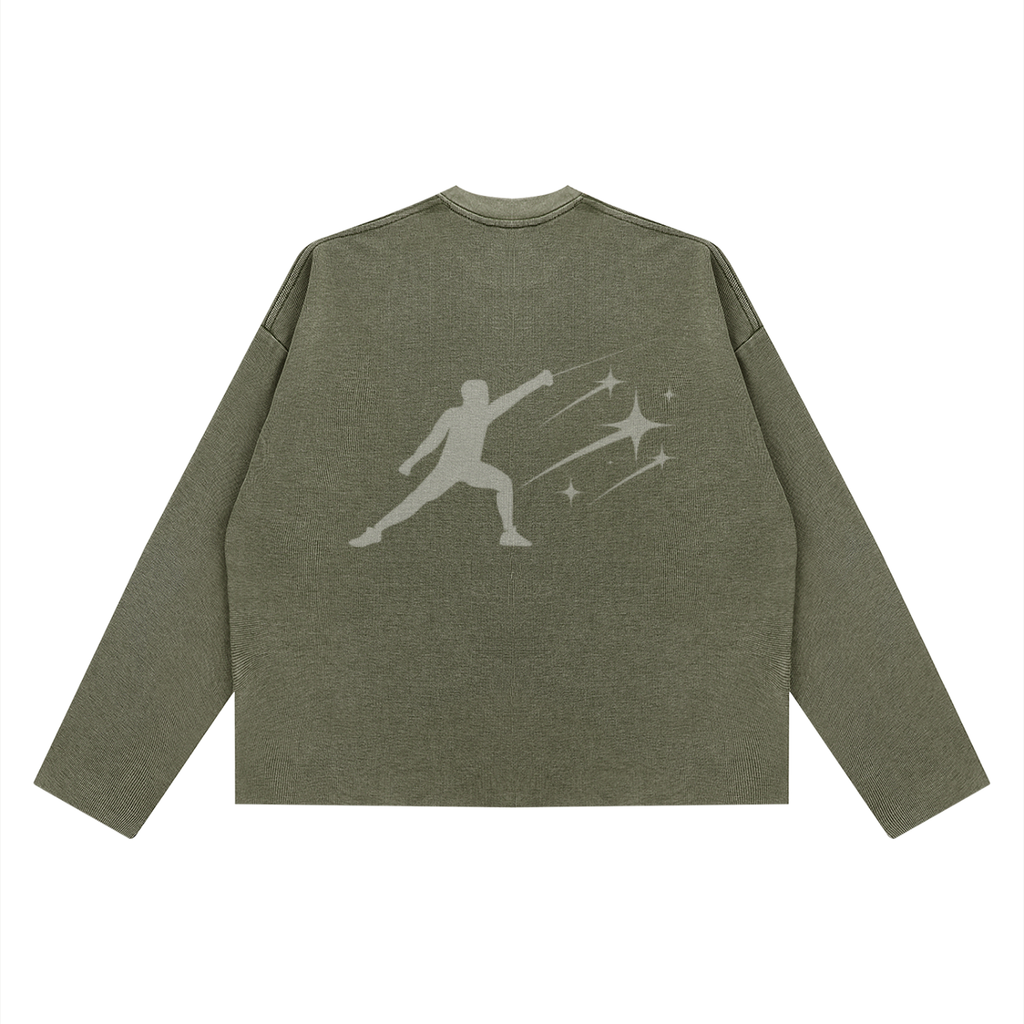 BE EN GARDE™ VINTAGE WAFFLE  RAW EDGE LONG SLEEVE