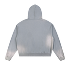 BE EN GARDE™ Sun Fade Frayed Raw Edge Fleece Zip Hoodie