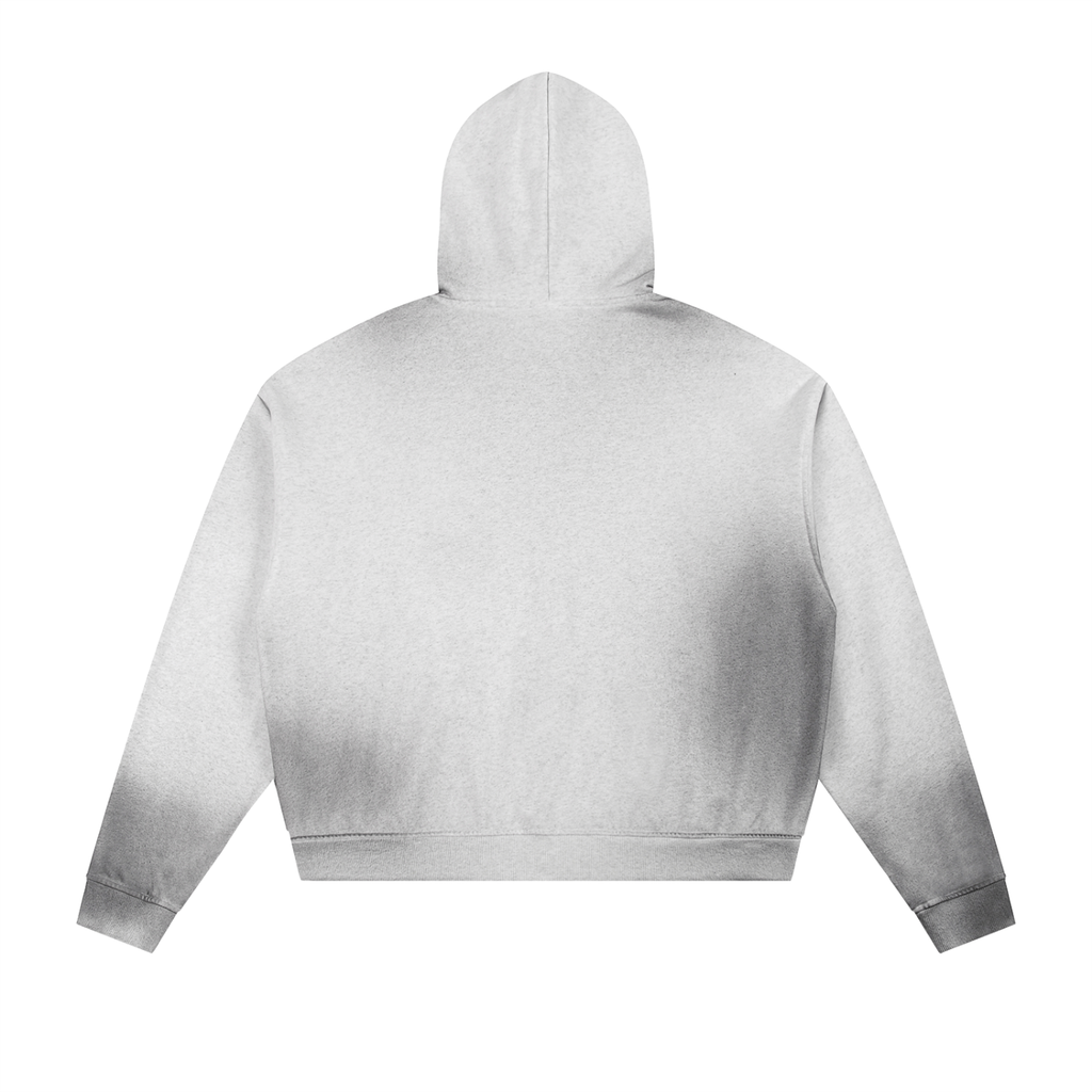 BE EN GARDE™ Sun Fade Frayed Raw Edge Fleece Zip Hoodie